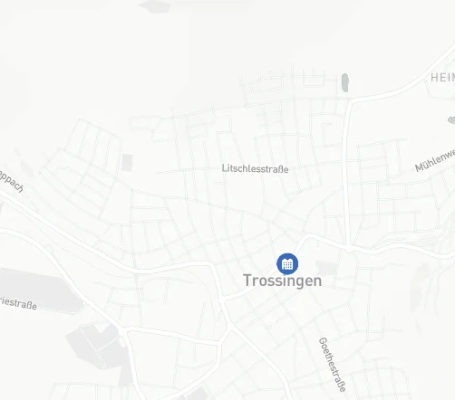 Kartenausschnitt von Trossingen mit markiertem ONMAKLER-Büro.