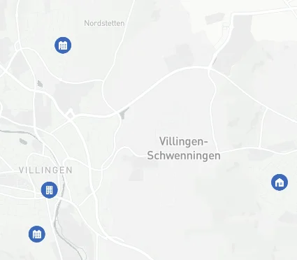 Kartenausschnitt von Villingen-Schwenningen mit markierten ONMAKLER-Objekten.